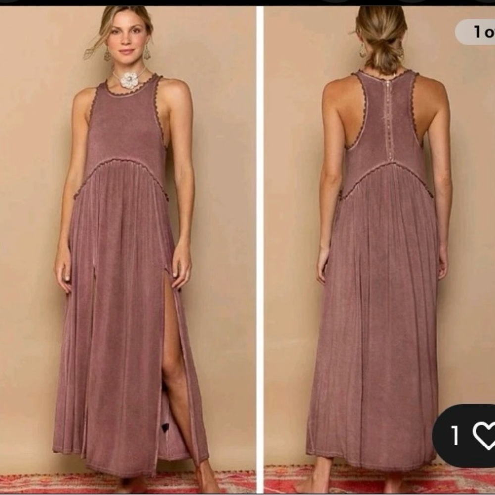 POL Purple Pleated Halter Maxi Dress